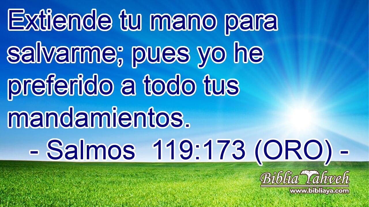 Extiende tu mano para salvarme; pues yo he preferido a todo tus mandamientos. 