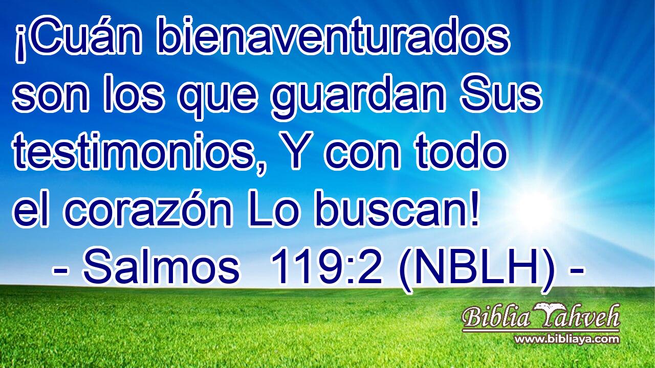  ¡Cuán bienaventurados son los que guardan Sus testimonios, Y con todo el corazón Lo buscan! 