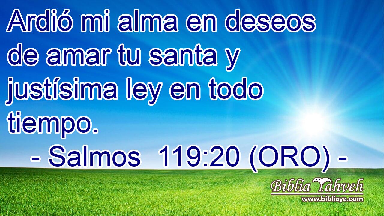  Ardió mi alma en deseos de amar tu santa y justísima ley en todo tiempo. 