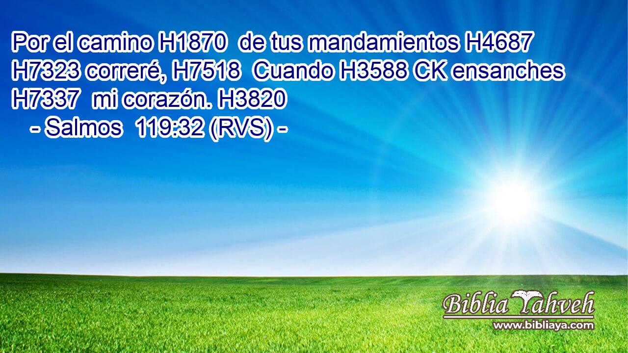 Por el camino H1870  de tus mandamientos H4687  H7323 correré, H7518  Cuando H3588 CK ensanches H7337  mi corazón. H3820  