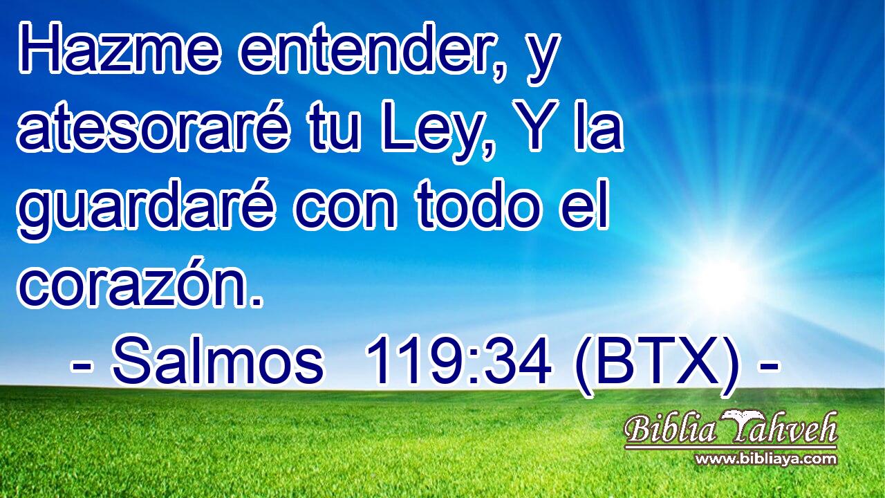 Hazme entender, y atesoraré tu Ley, Y la guardaré con todo el corazón.