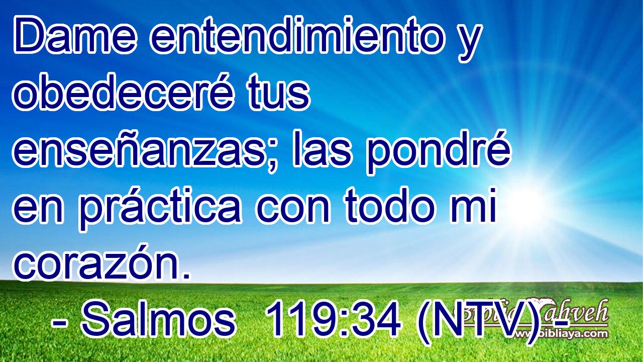 Dame entendimiento y obedeceré tus enseñanzas; las pondré en práctica con todo mi corazón.