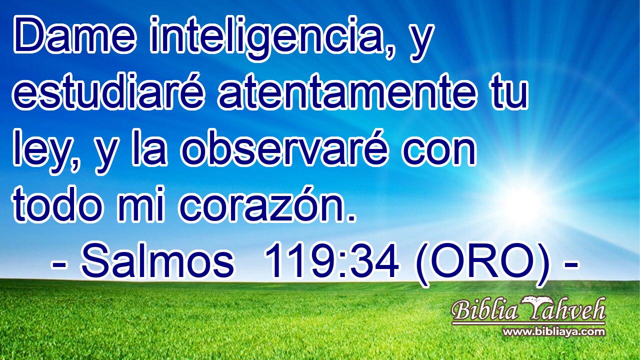  Dame inteligencia, y estudiaré atentamente tu ley, y la observaré con todo mi corazón. 