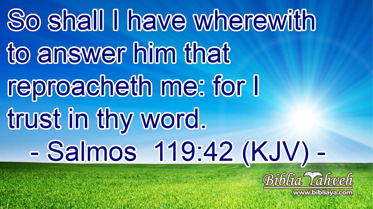 So shall I have wherewith to answer him that reproacheth me: for I trust in thy word.