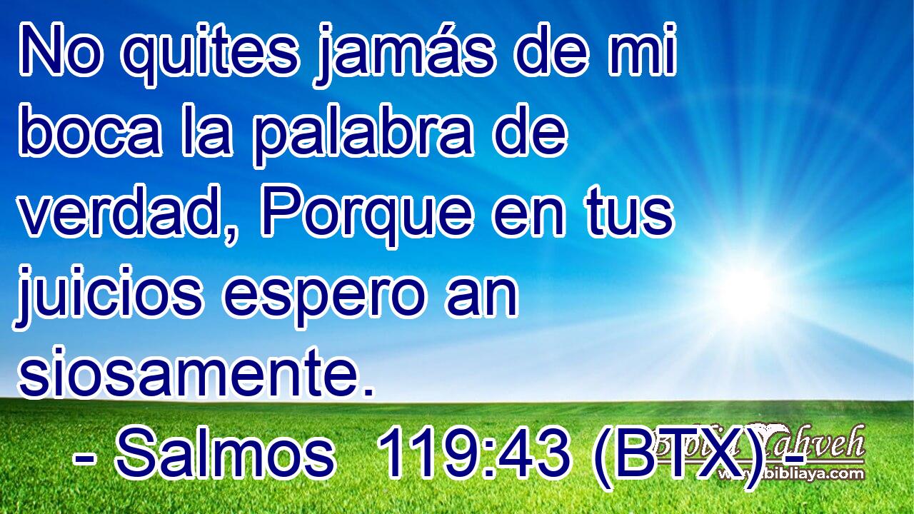 No quites jamás de mi boca la palabra de verdad, Porque en tus juicios espero an siosamente.
