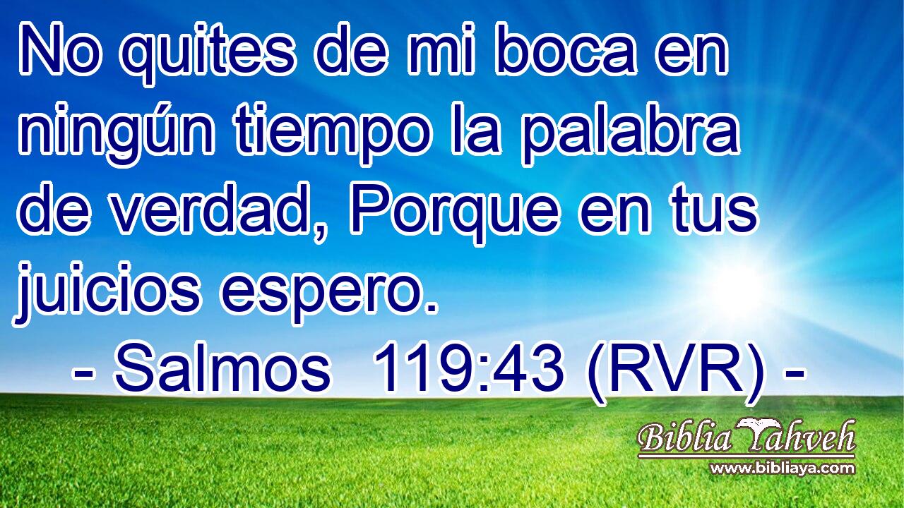 No quites de mi boca en ningún tiempo la palabra de verdad, Porque en tus juicios espero.