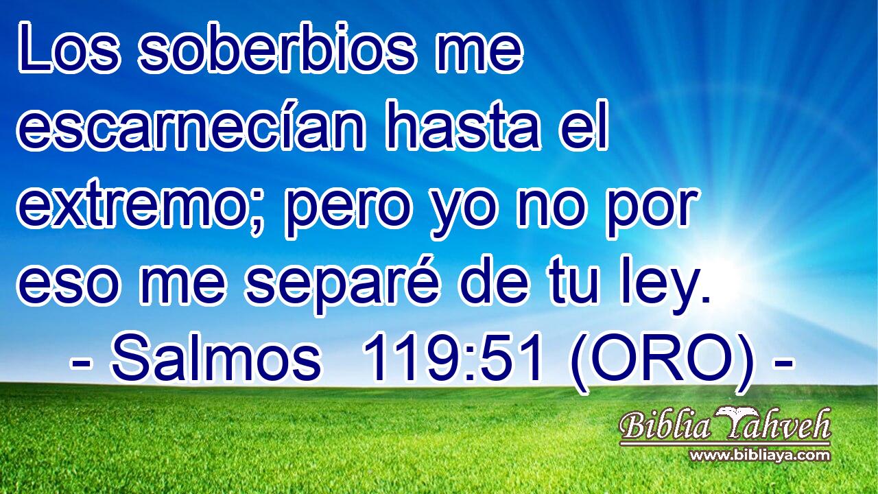  Los soberbios me escarnecían hasta el extremo; pero yo no por eso me separé de tu ley. 