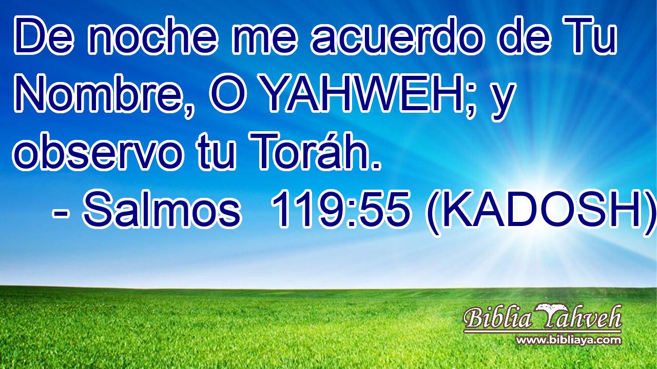  De noche me acuerdo de Tu Nombre, O YAHWEH; y observo tu Toráh. 