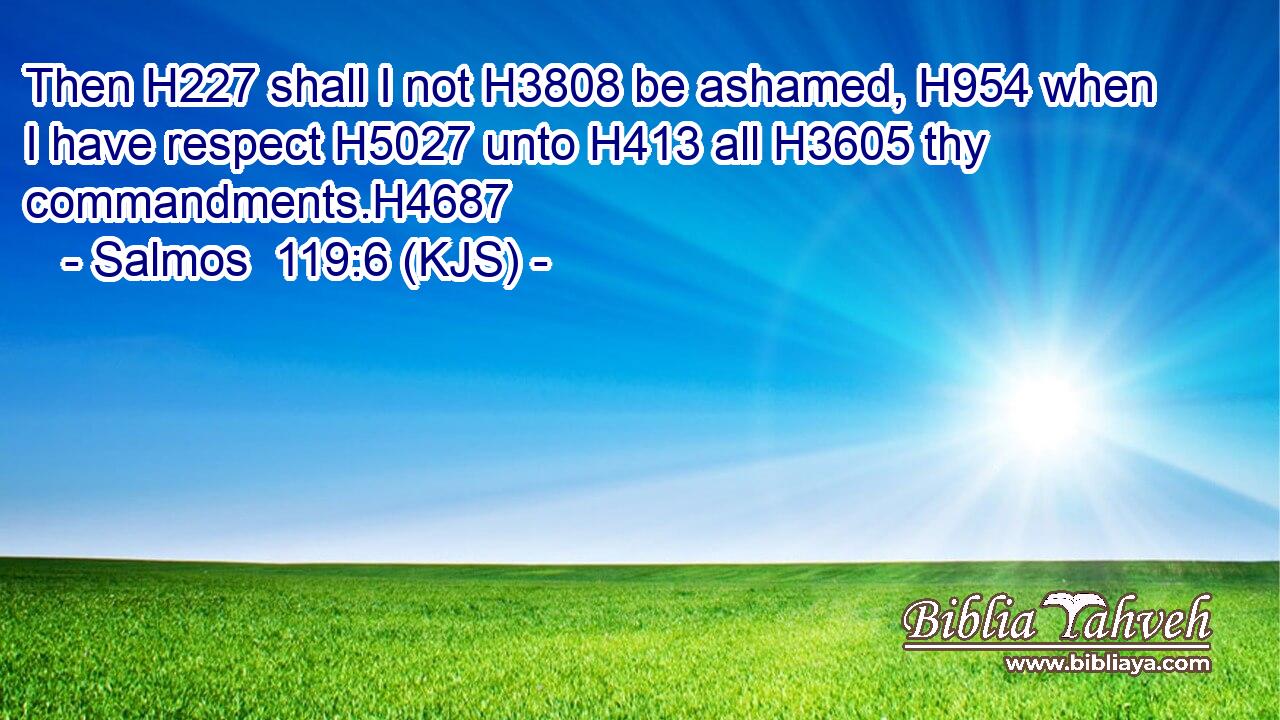 Then H227 shall I not H3808 be ashamed, H954 when I have respect H5027 unto H413 all H3605 thy commandments.H4687