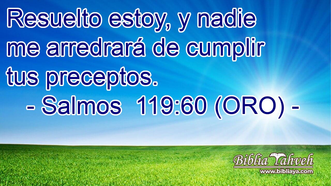  Resuelto estoy, y nadie me arredrará de cumplir tus preceptos. 