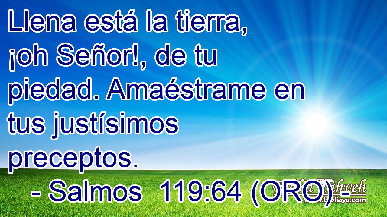  Llena está la tierra, ¡oh Señor!, de tu piedad. Amaéstrame en tus justísimos preceptos. 