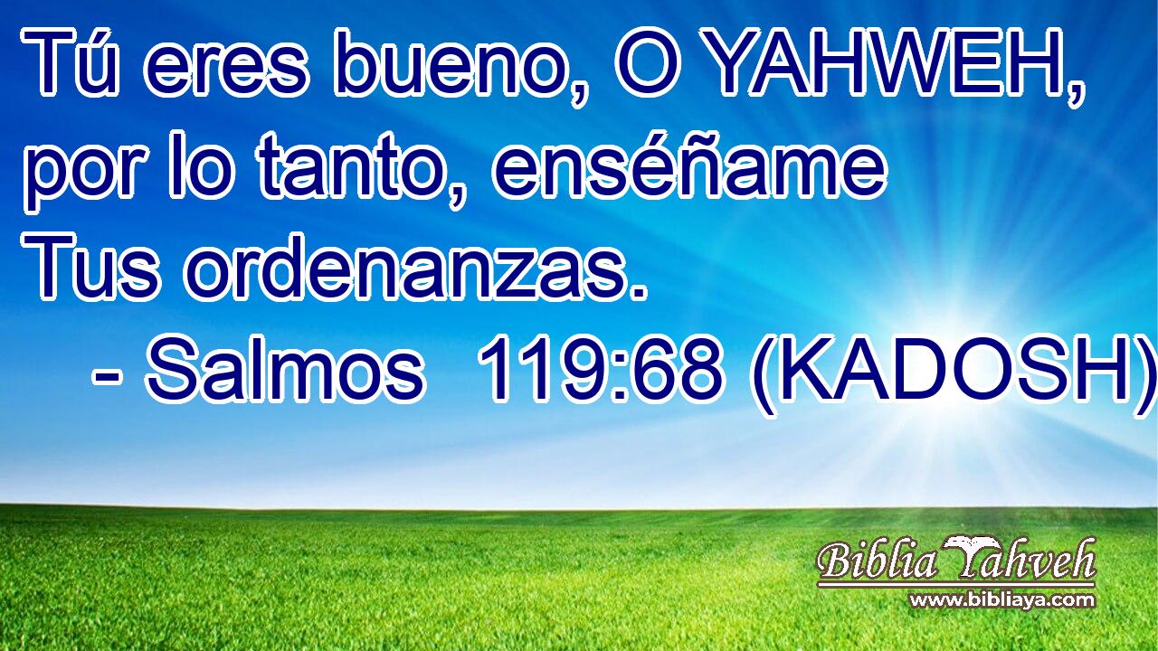  Tú eres bueno, O YAHWEH, por lo tanto, enséñame Tus ordenanzas. 