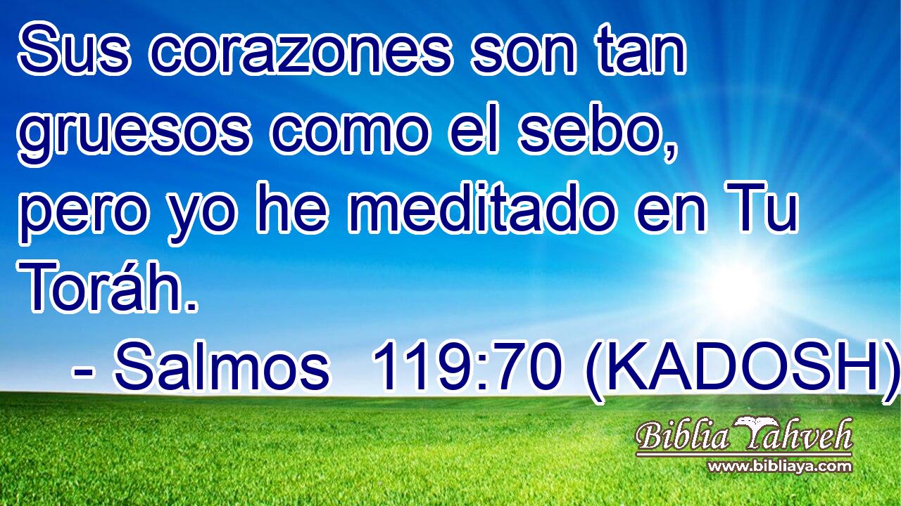  Sus corazones son tan gruesos como el sebo, pero yo he meditado en Tu Toráh. 