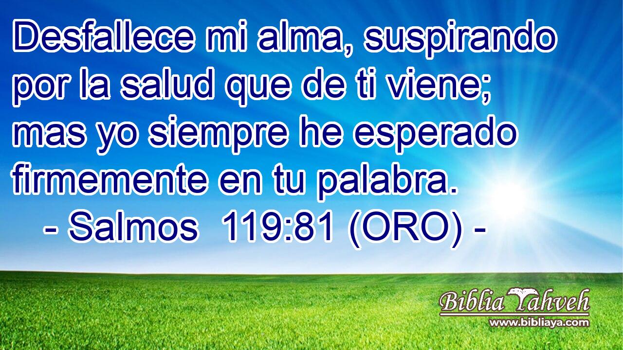  Desfallece mi alma, suspirando por la salud que de ti viene; mas yo siempre he esperado firmemente en tu palabra. 