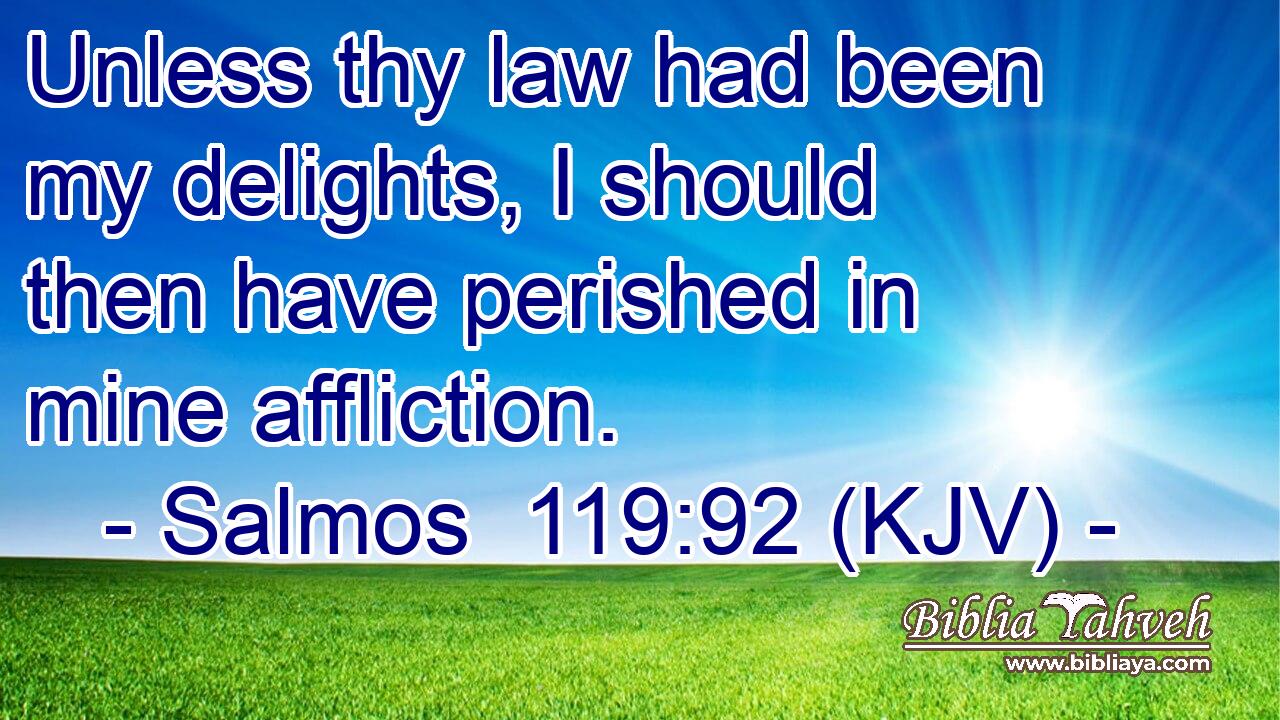 Unless thy law had been my delights, I should then have perished in mine affliction.