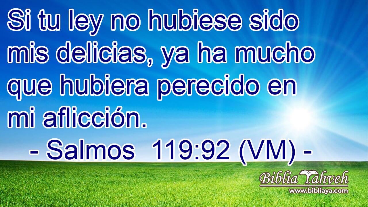  Si tu ley no hubiese sido mis delicias, ya ha mucho que hubiera perecido en mi aflicción. 