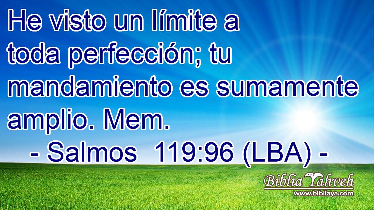 He visto un límite a toda perfección; tu mandamiento es sumamente amplio. Mem.