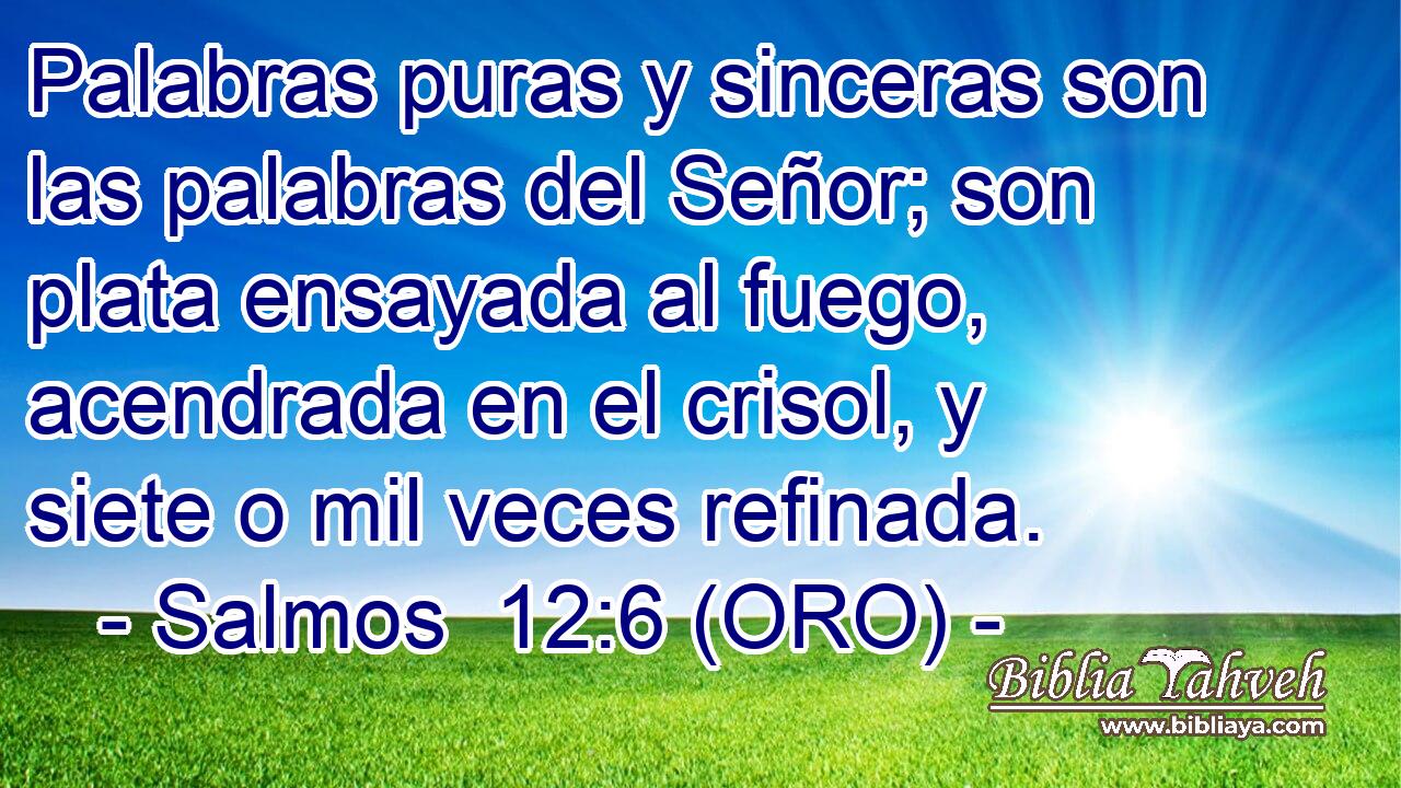  Palabras puras y sinceras son las palabras del Señor; son plata ensayada al fuego, acendrada en el crisol, y siete o mil veces refinada. 