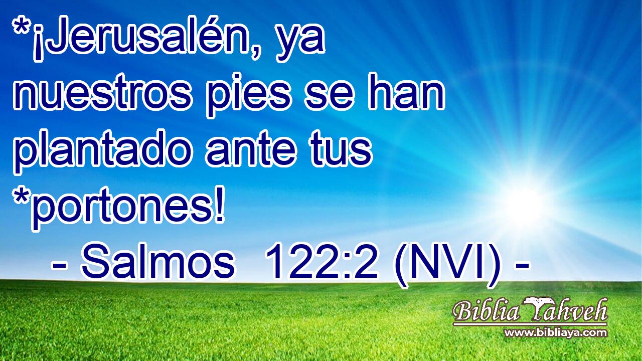  *¡Jerusalén, ya nuestros pies se han plantado ante tus *portones! 