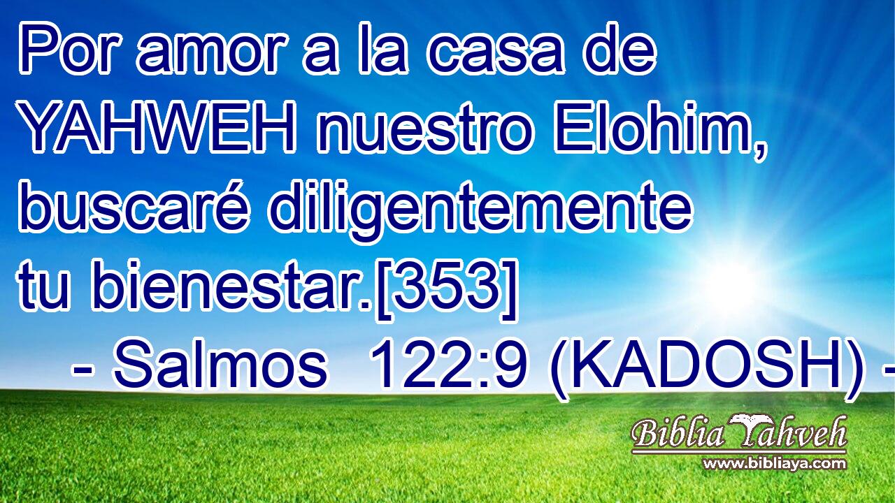  Por amor a la casa de YAHWEH nuestro Elohim, buscaré diligentemente tu bienestar.[353] 