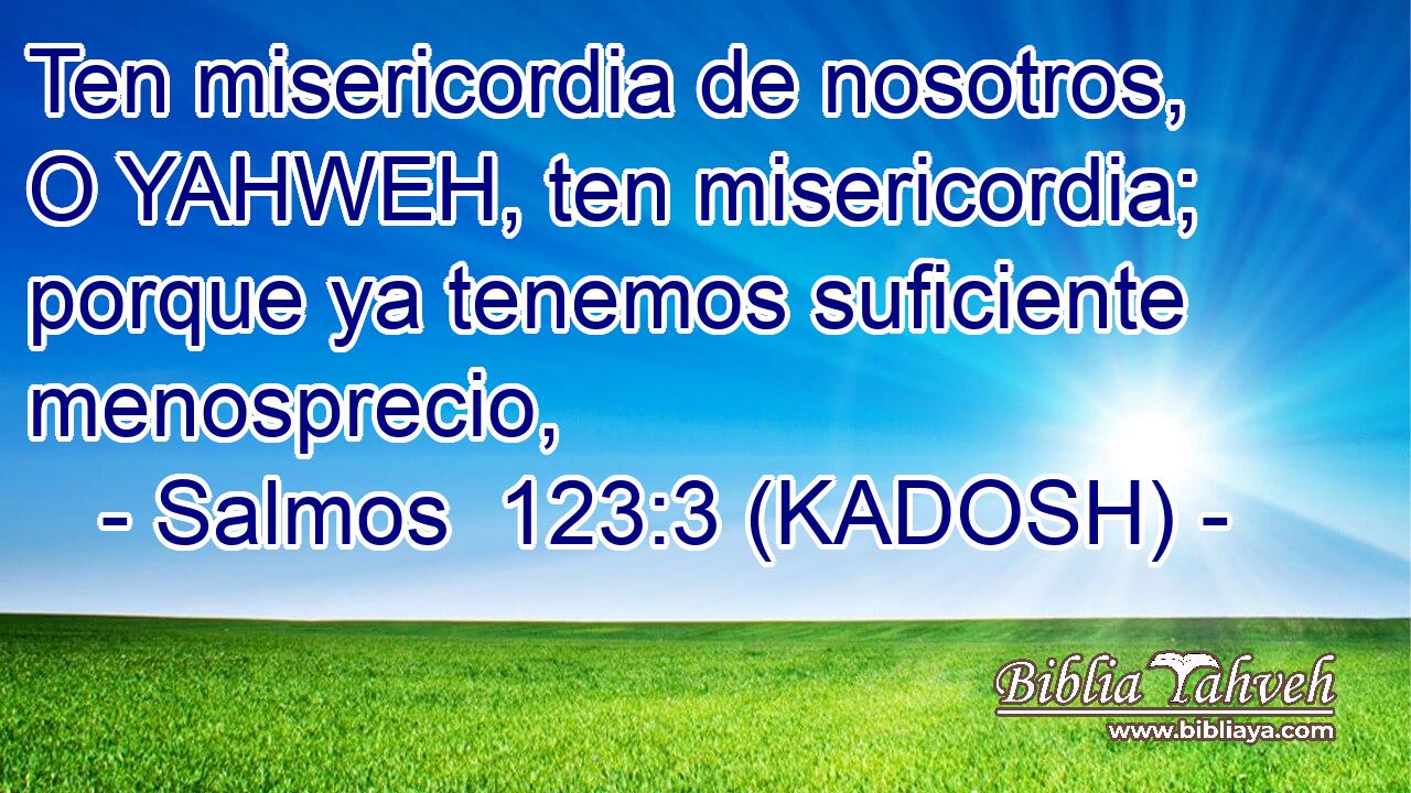  Ten misericordia de nosotros, O YAHWEH, ten misericordia; porque ya tenemos suficiente menosprecio, 