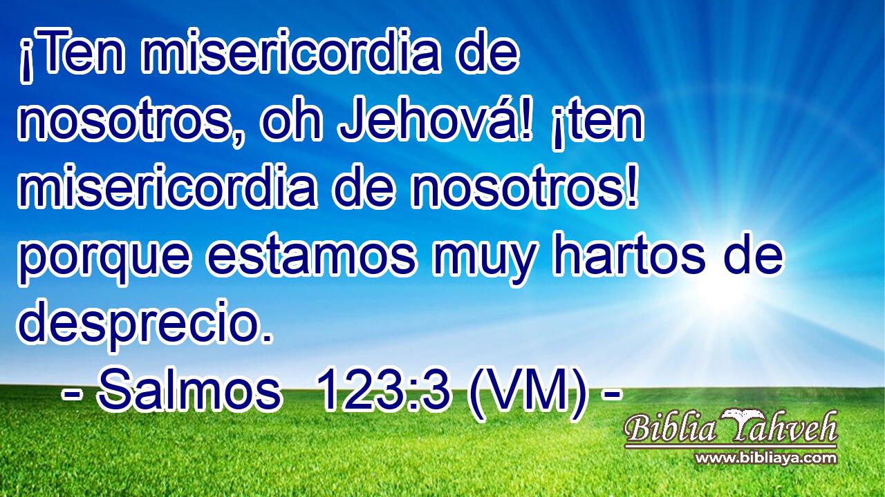  ¡Ten misericordia de nosotros, oh Jehová! ¡ten misericordia de nosotros! porque estamos muy hartos de desprecio. 