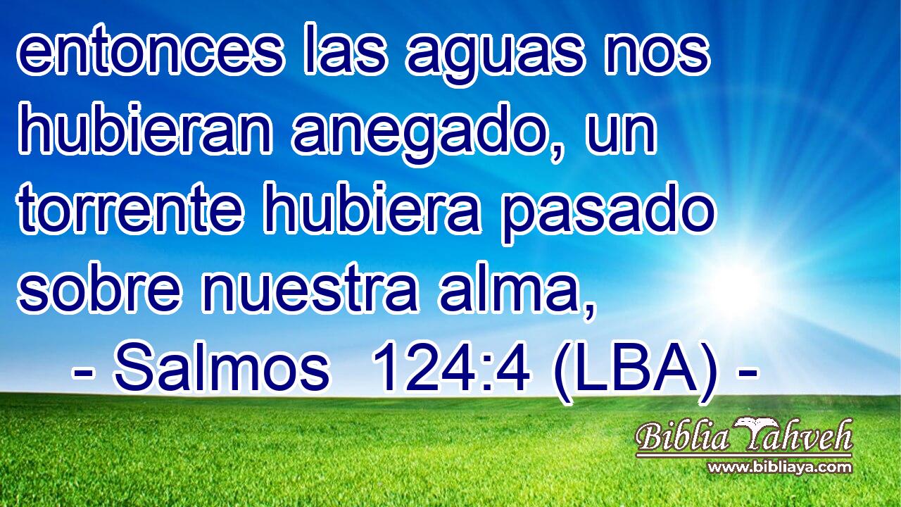 entonces las aguas nos hubieran anegado, un torrente hubiera pasado sobre nuestra alma,