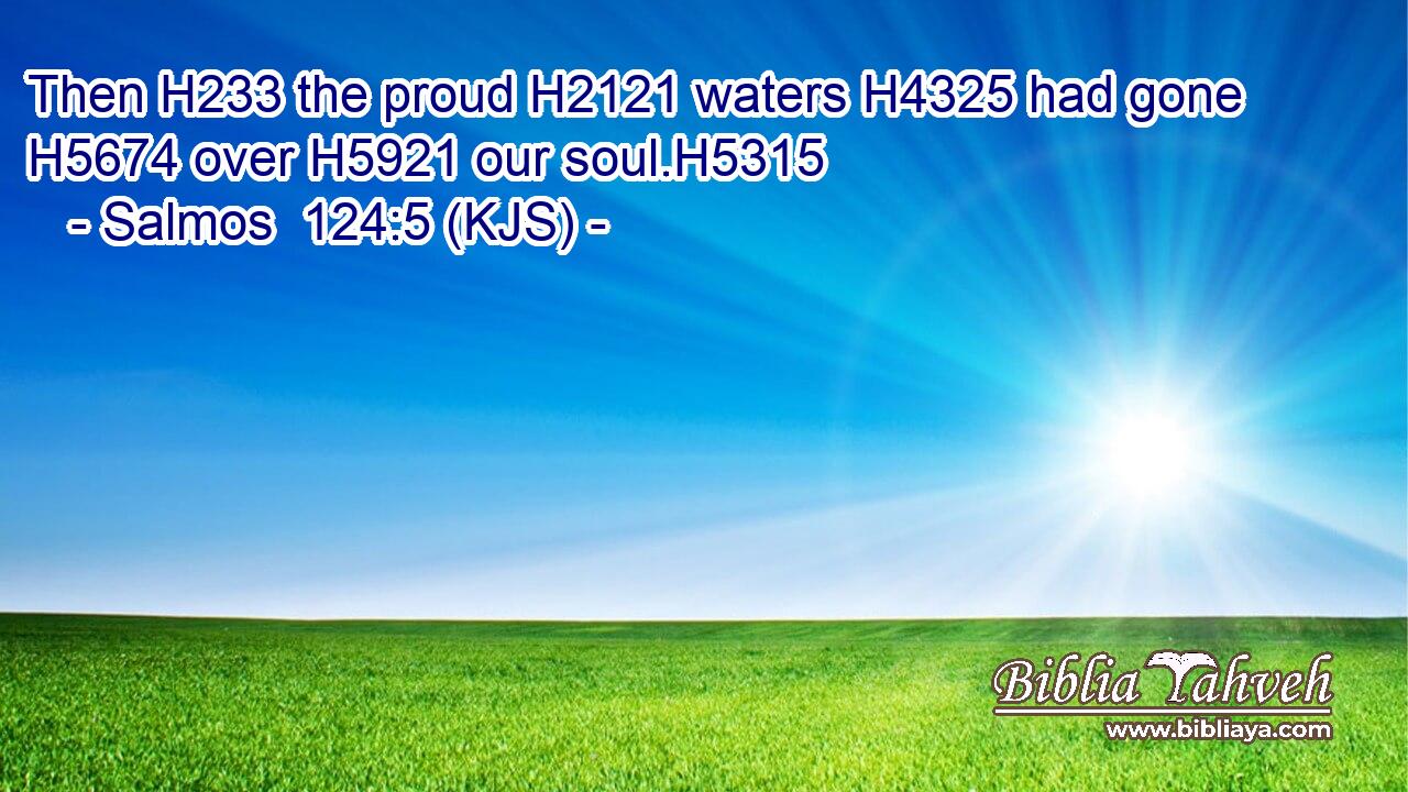 Then H233 the proud H2121 waters H4325 had gone H5674 over H5921 our soul.H5315