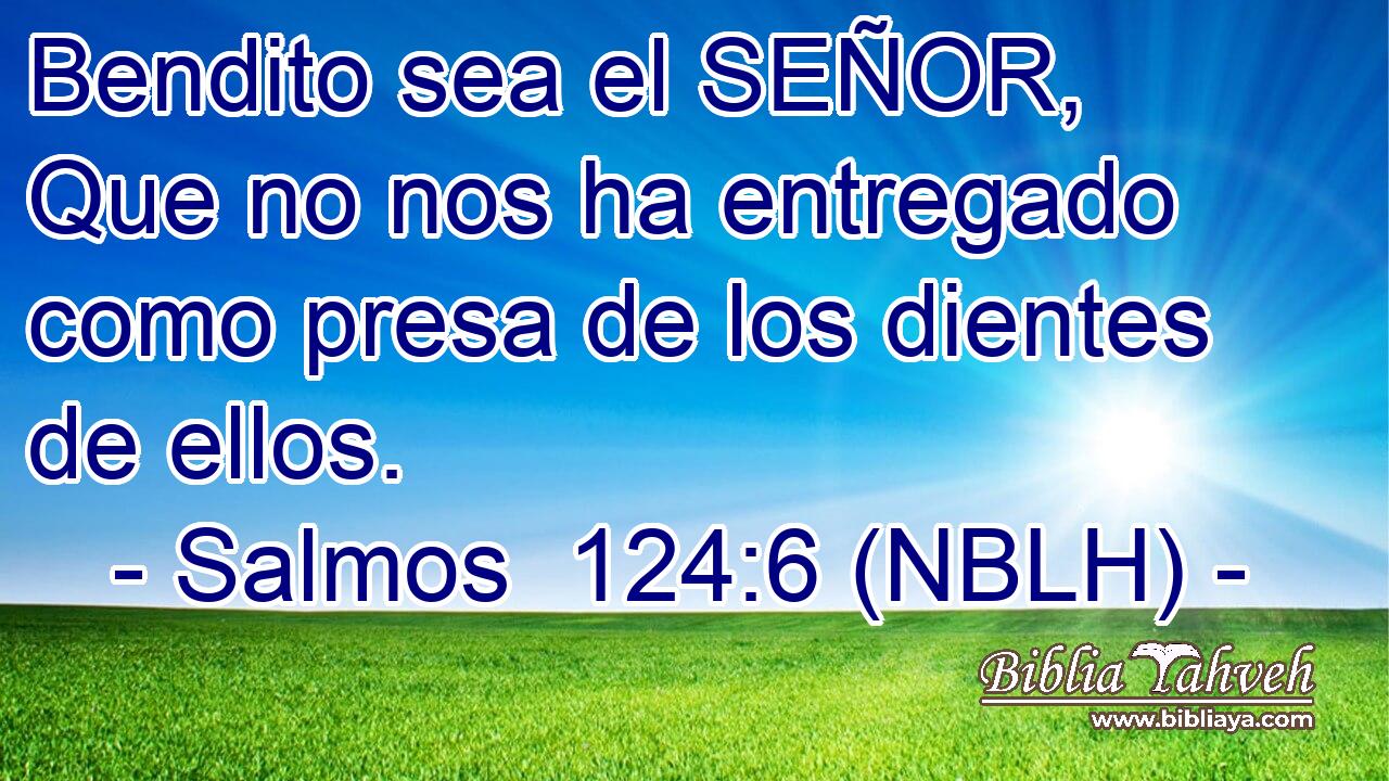  Bendito sea el SEÑOR, Que no nos ha entregado como presa de los dientes de ellos. 