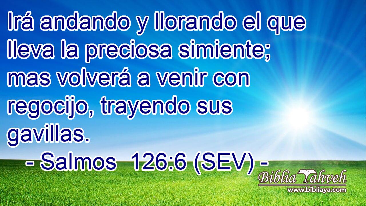 Irá andando y llorando el que lleva la preciosa simiente; mas volverá a venir con regocijo, trayendo sus gavillas.