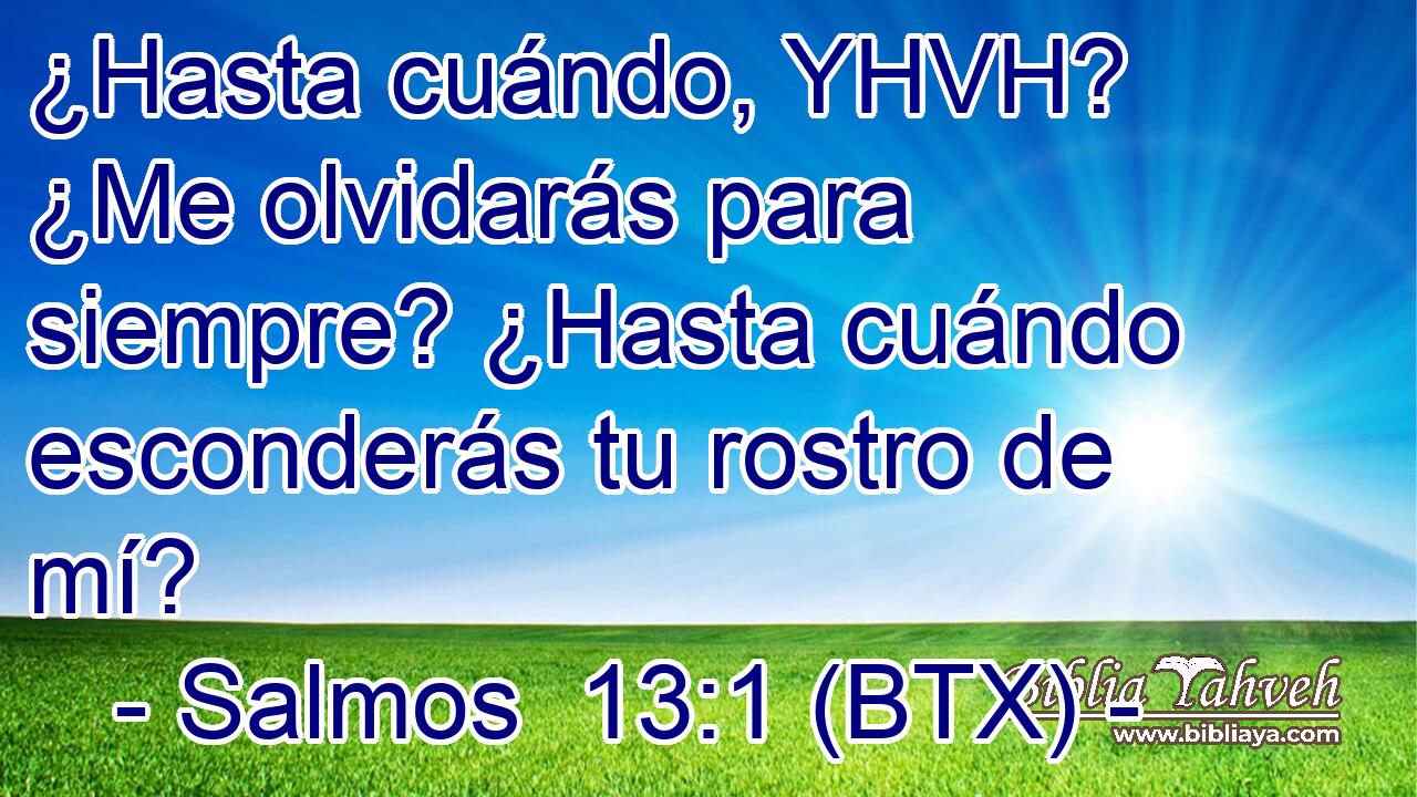¿Hasta cuándo, YHVH? ¿Me olvidarás para siempre? ¿Hasta cuándo esconderás tu rostro de mí?