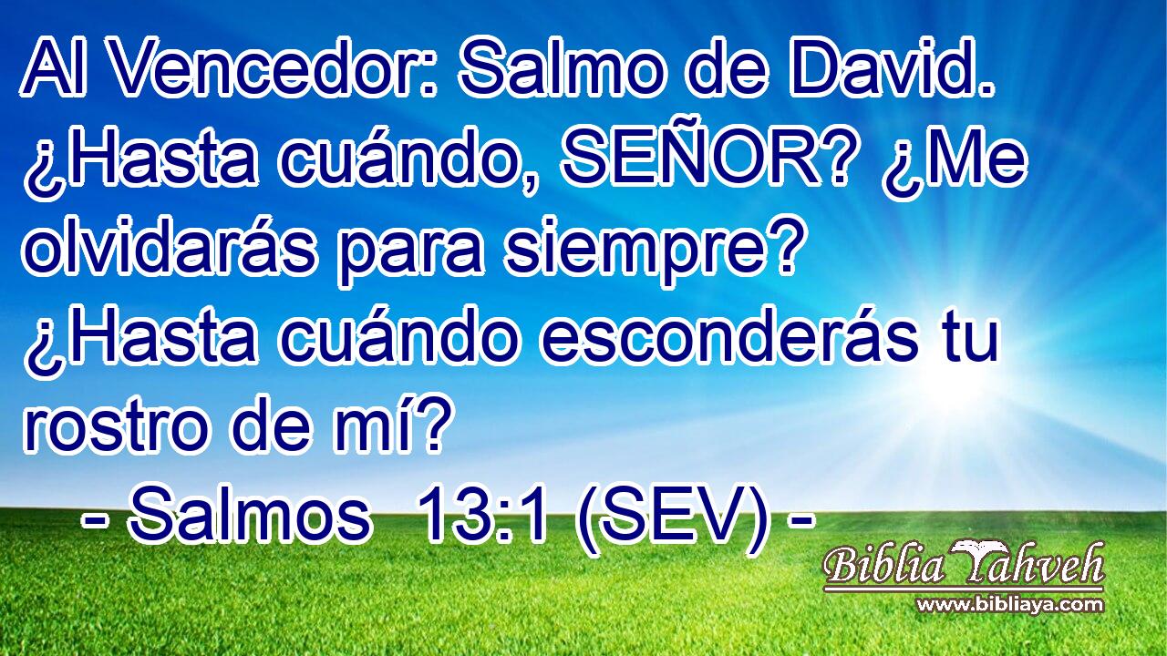 Al Vencedor: Salmo de David. ¿Hasta cuándo, SEÑOR? ¿Me olvidarás para siempre? ¿Hasta cuándo esconderás tu rostro de mí?