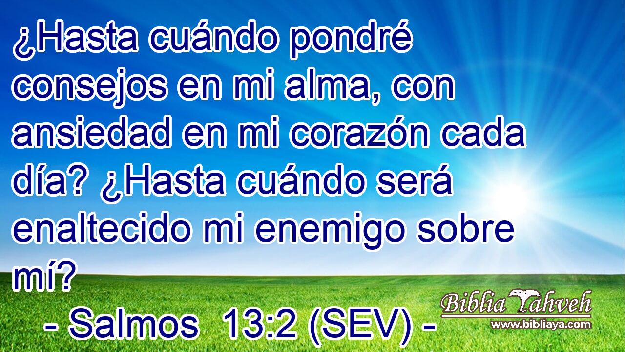 ¿Hasta cuándo pondré consejos en mi alma, con ansiedad en mi corazón cada día? ¿Hasta cuándo será enaltecido mi enemigo sobre mí?