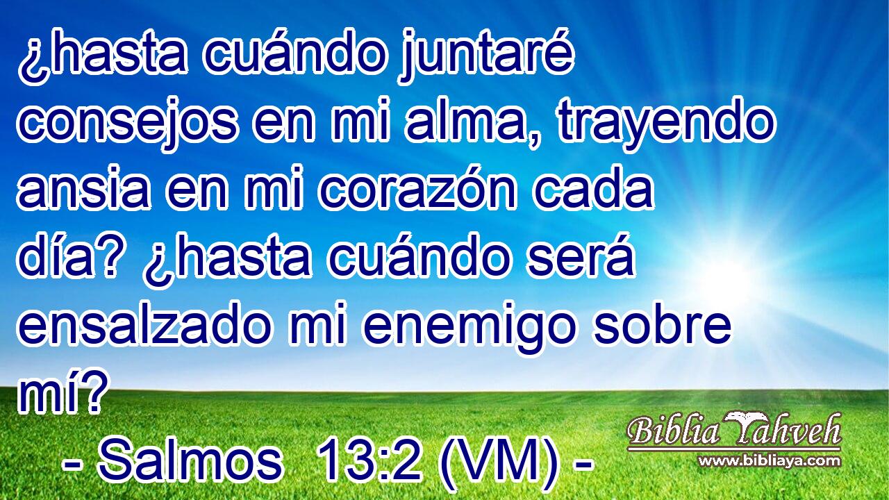  ¿hasta cuándo juntaré consejos en mi alma, trayendo ansia en mi corazón cada día? ¿hasta cuándo será ensalzado mi enemigo sobre mí? 