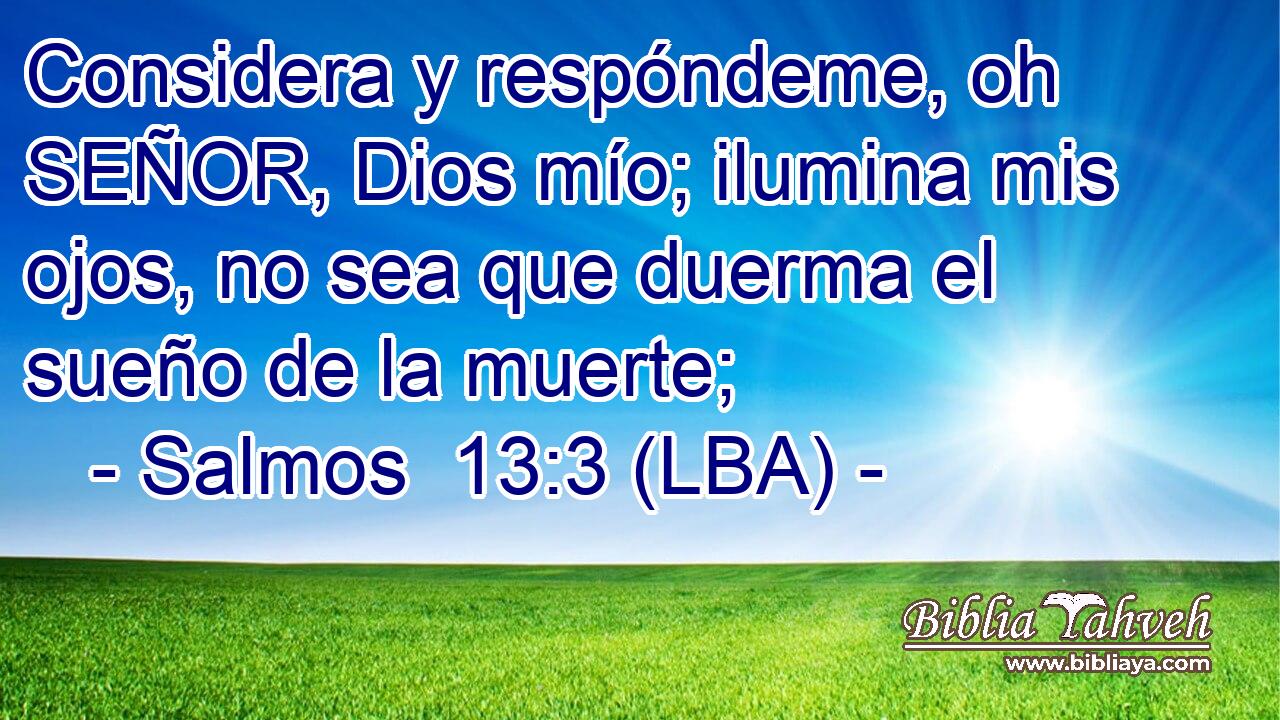 Considera y respóndeme, oh SEÑOR, Dios mío; ilumina mis ojos, no sea que duerma el sueño de la muerte;