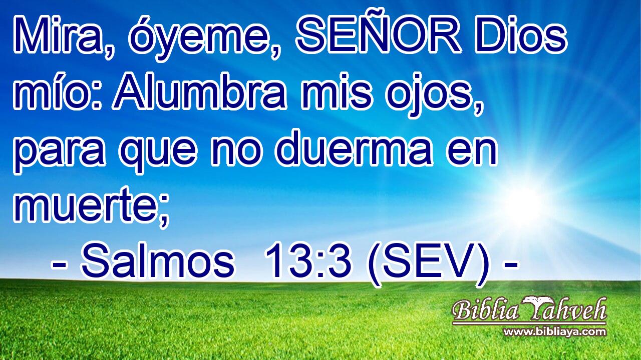 Mira, óyeme, SEÑOR Dios mío: Alumbra mis ojos, para que no duerma en muerte;