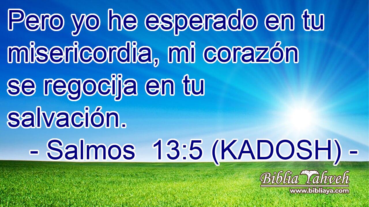  Pero yo he esperado en tu misericordia, mi corazón se regocija en tu salvación. 