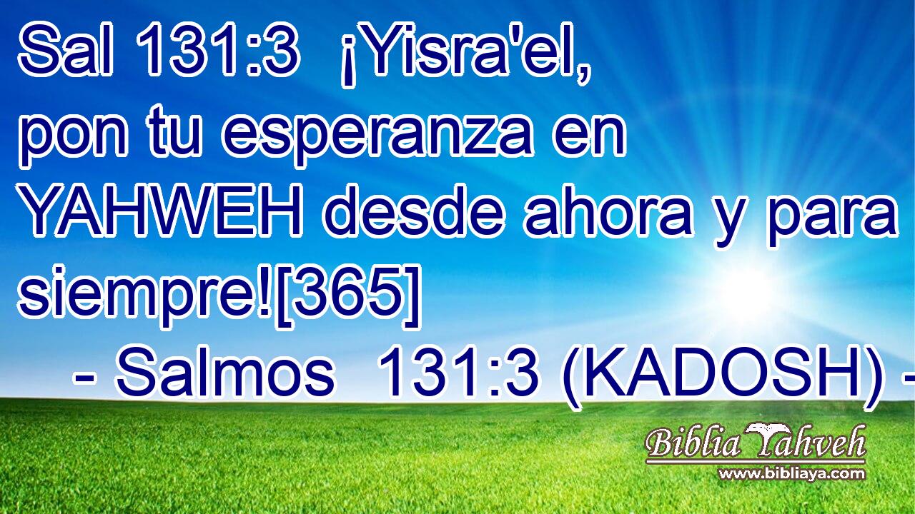  ¡Yisra'el, pon tu esperanza en YAHWEH desde ahora y para siempre![365] 