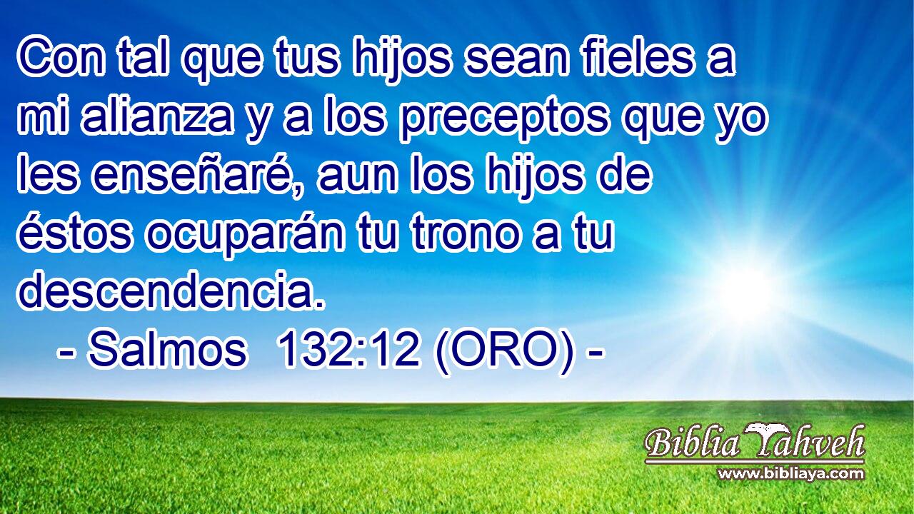  Con tal que tus hijos sean fieles a mi alianza y a los preceptos que yo les enseñaré, aun los hijos de éstos ocuparán tu trono a tu descendencia. 