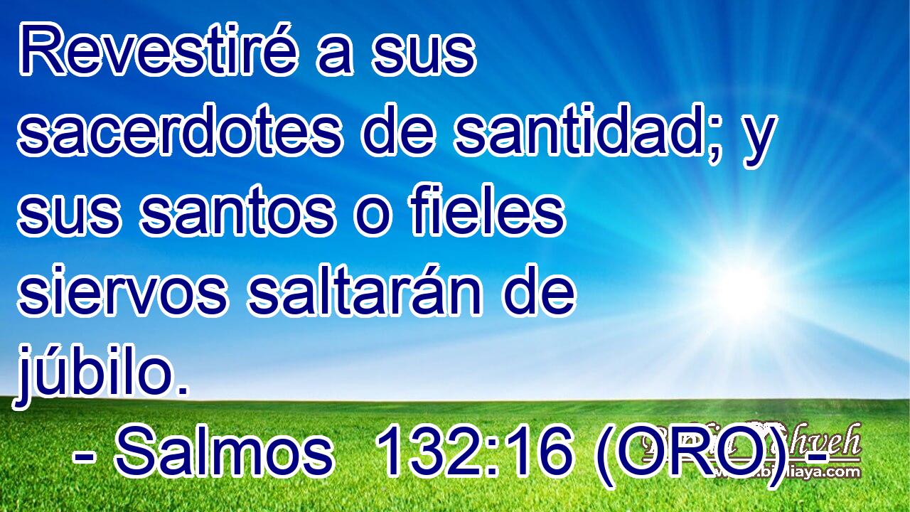  Revestiré a sus sacerdotes de santidad; y sus santos o fieles siervos saltarán de júbilo. 