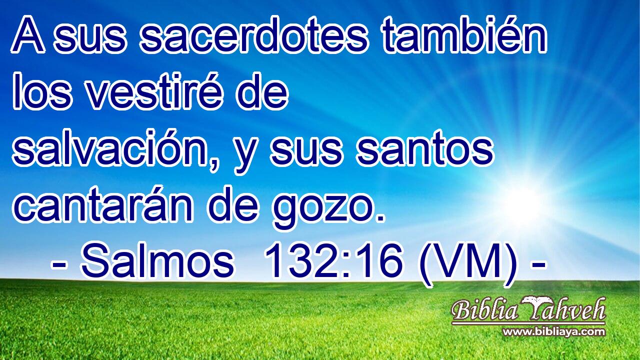  A sus sacerdotes también los vestiré de salvación, y sus santos cantarán de gozo. 