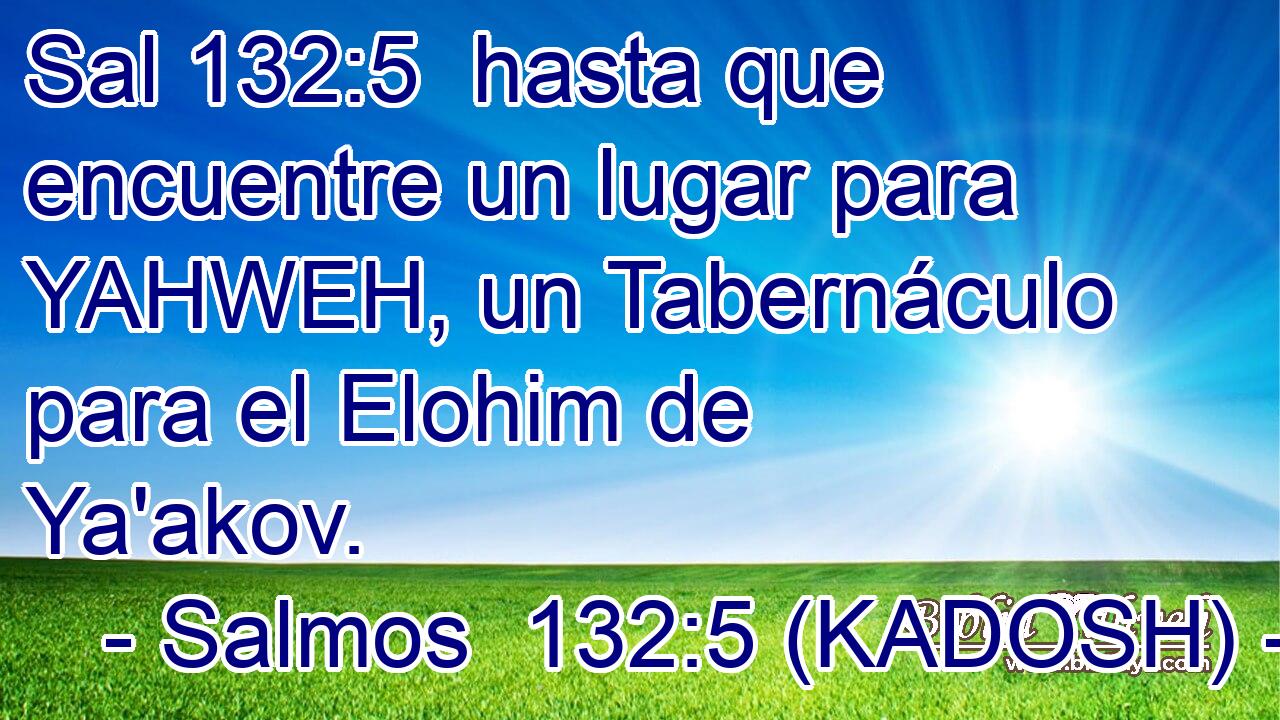  hasta que encuentre un lugar para YAHWEH, un Tabernáculo para el Elohim de Ya'akov. 