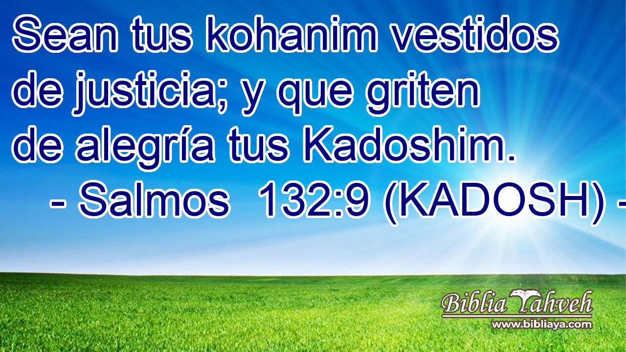  Sean tus kohanim vestidos de justicia; y que griten de alegría tus Kadoshim. 