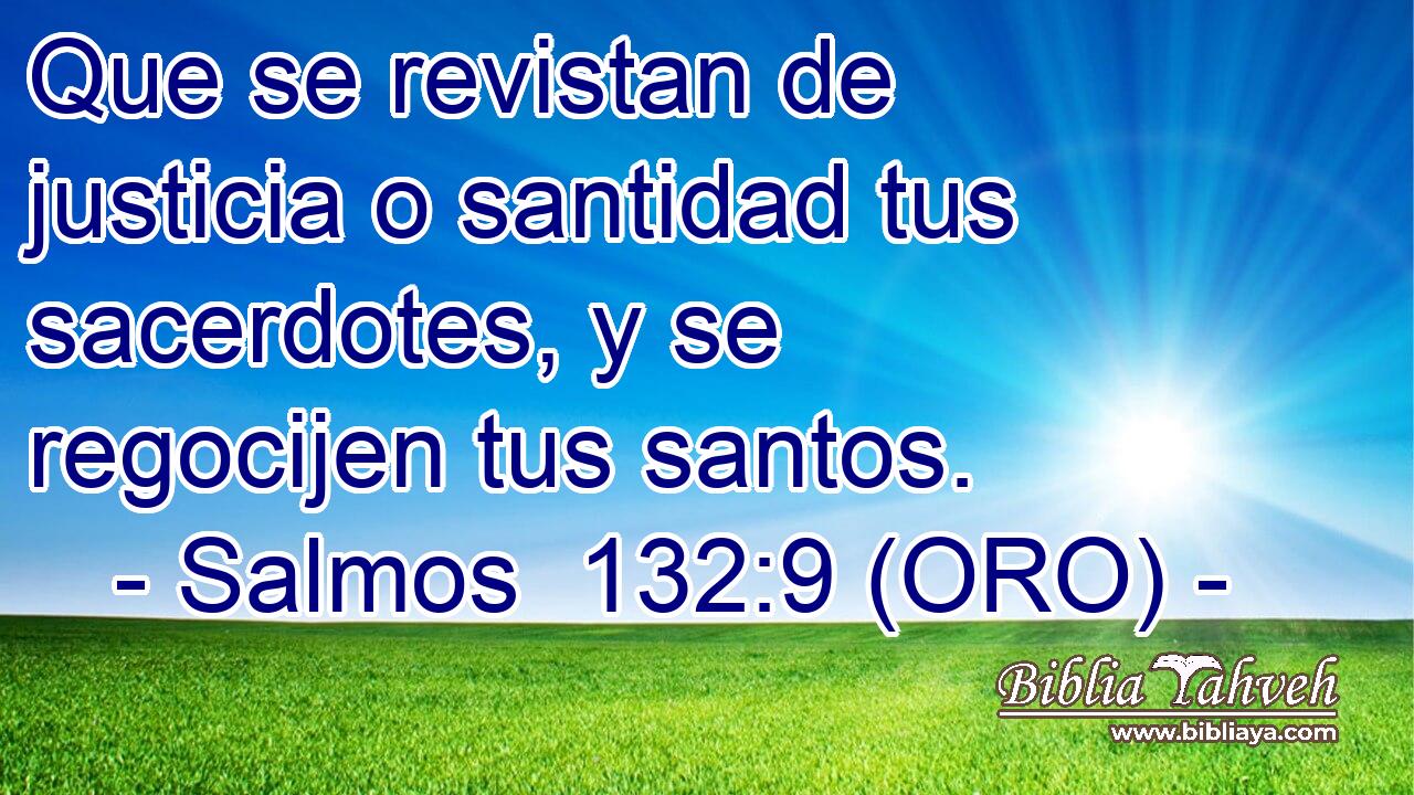  Que se revistan de justicia o santidad tus sacerdotes, y se regocijen tus santos. 