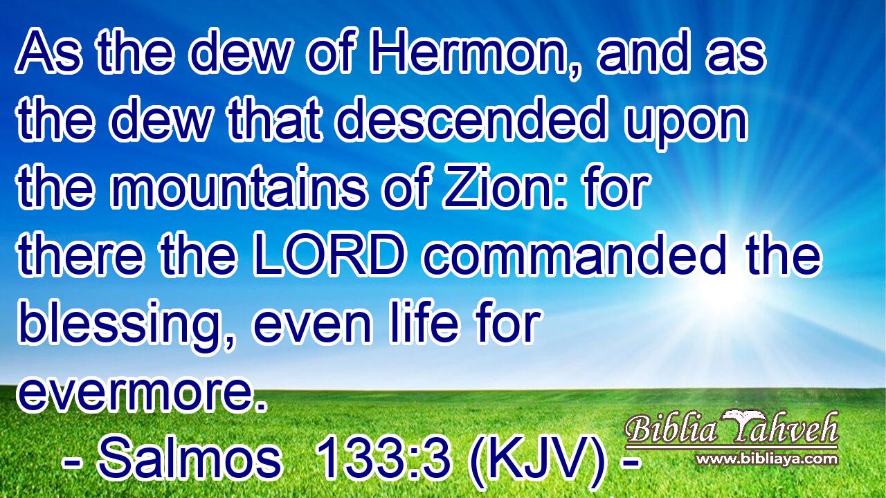 As the dew of Hermon, and as the dew that descended upon the mountains of Zion: for there the LORD commanded the blessing, even life for evermore.