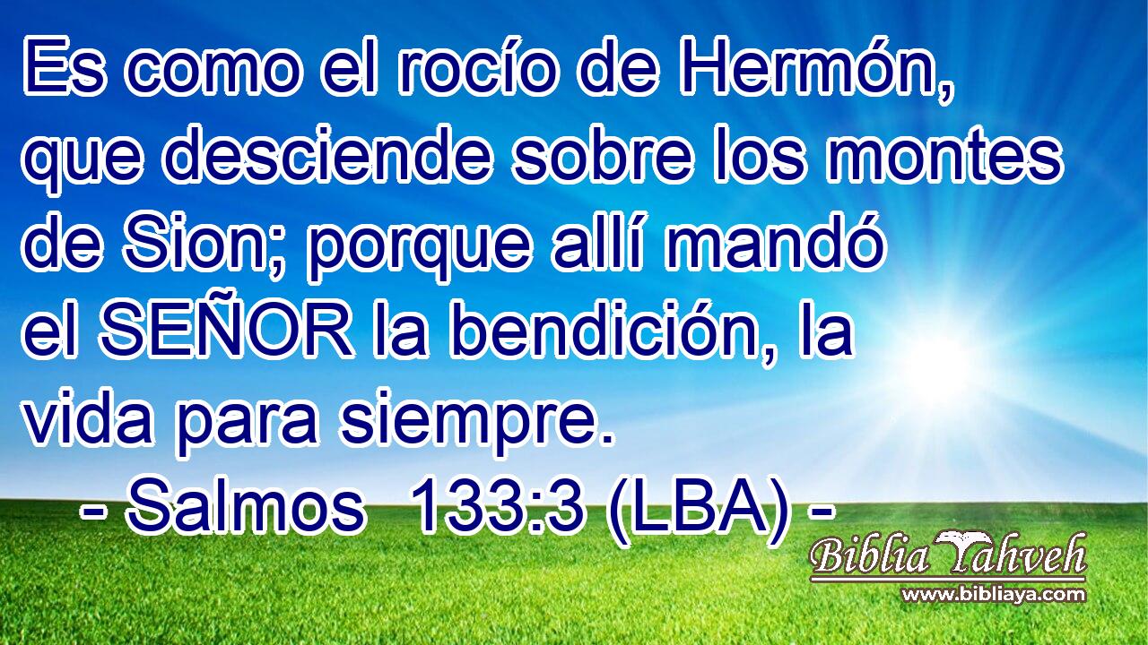 Es como el rocío de Hermón, que desciende sobre los montes de Sion; porque allí mandó el SEÑOR la bendición, la vida para siempre.