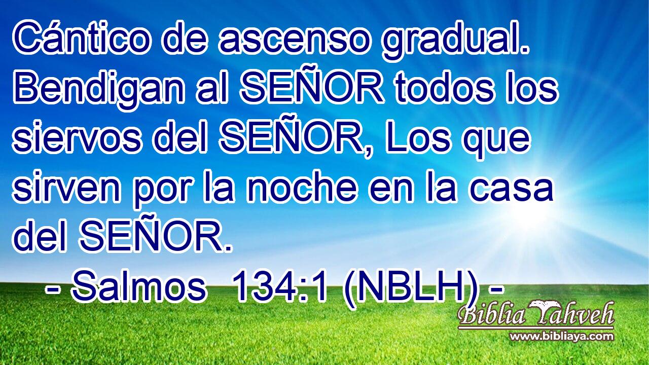  Cántico de ascenso gradual. Bendigan al SEÑOR todos los siervos del SEÑOR, Los que sirven por la noche en la casa del SEÑOR. 