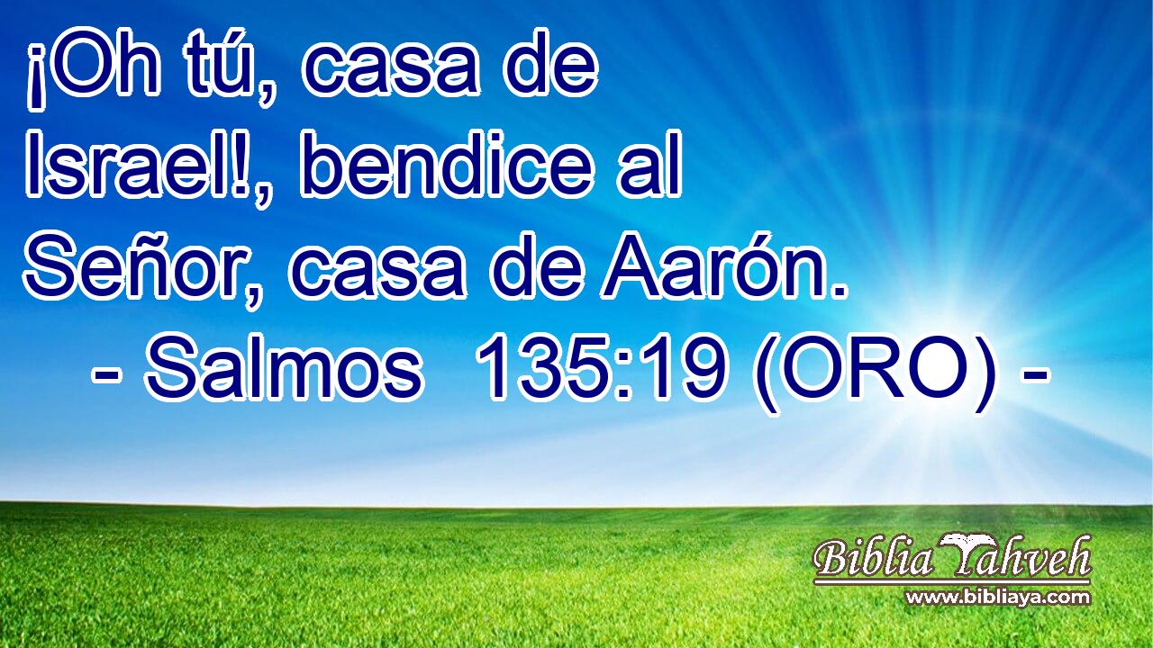  ¡Oh tú, casa de Israel!, bendice al Señor, casa de Aarón. 