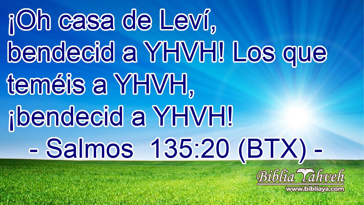¡Oh casa de Leví, bendecid a YHVH! Los que teméis a YHVH, ¡bendecid a YHVH!