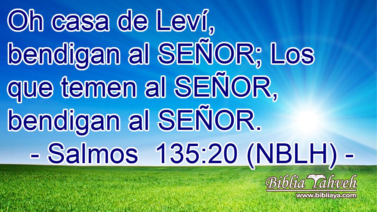  Oh casa de Leví, bendigan al SEÑOR; Los que temen al SEÑOR, bendigan al SEÑOR. 